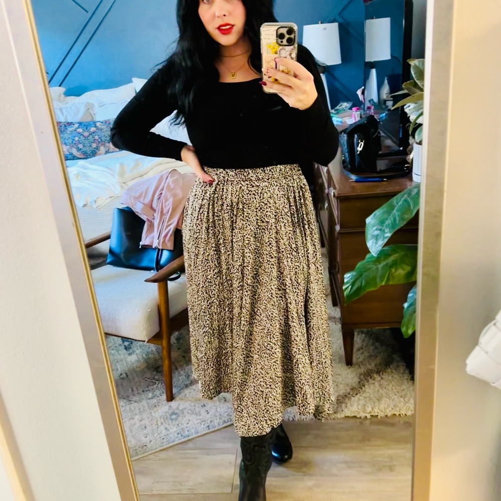 Neutral Print Midi Skirt